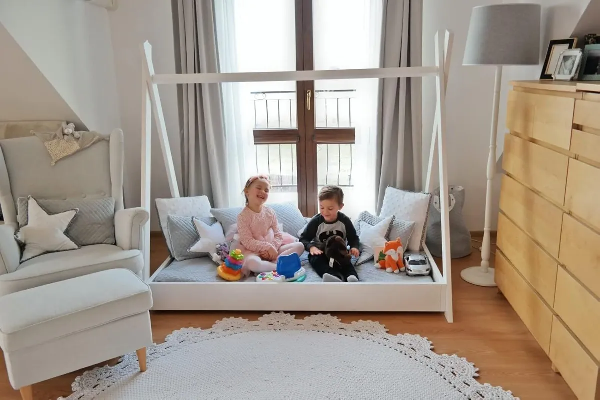 Wooden bed Scandinavian style modern kids home - Image 4