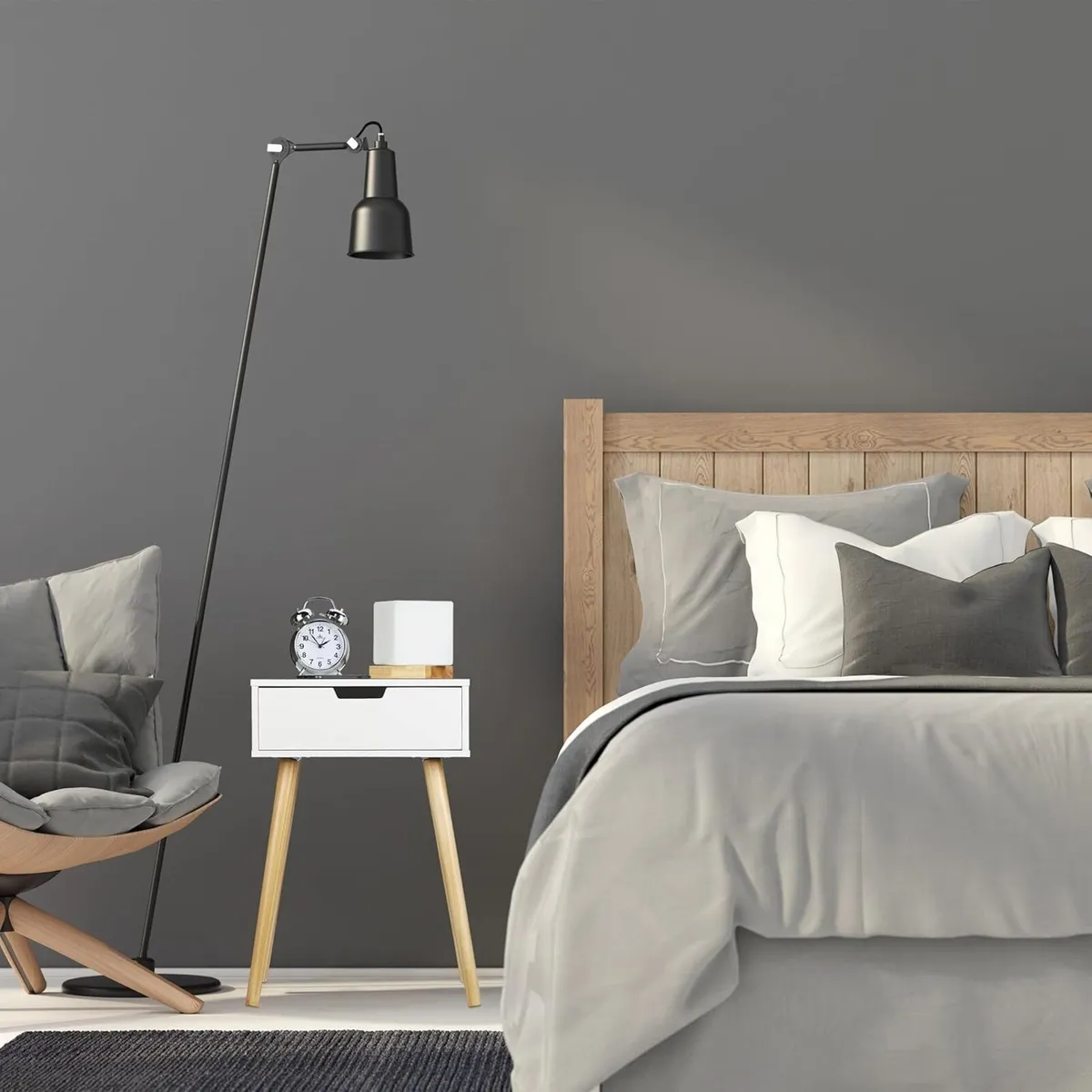 Nightstand White Modern Scandinavian Design 1 - Image 2