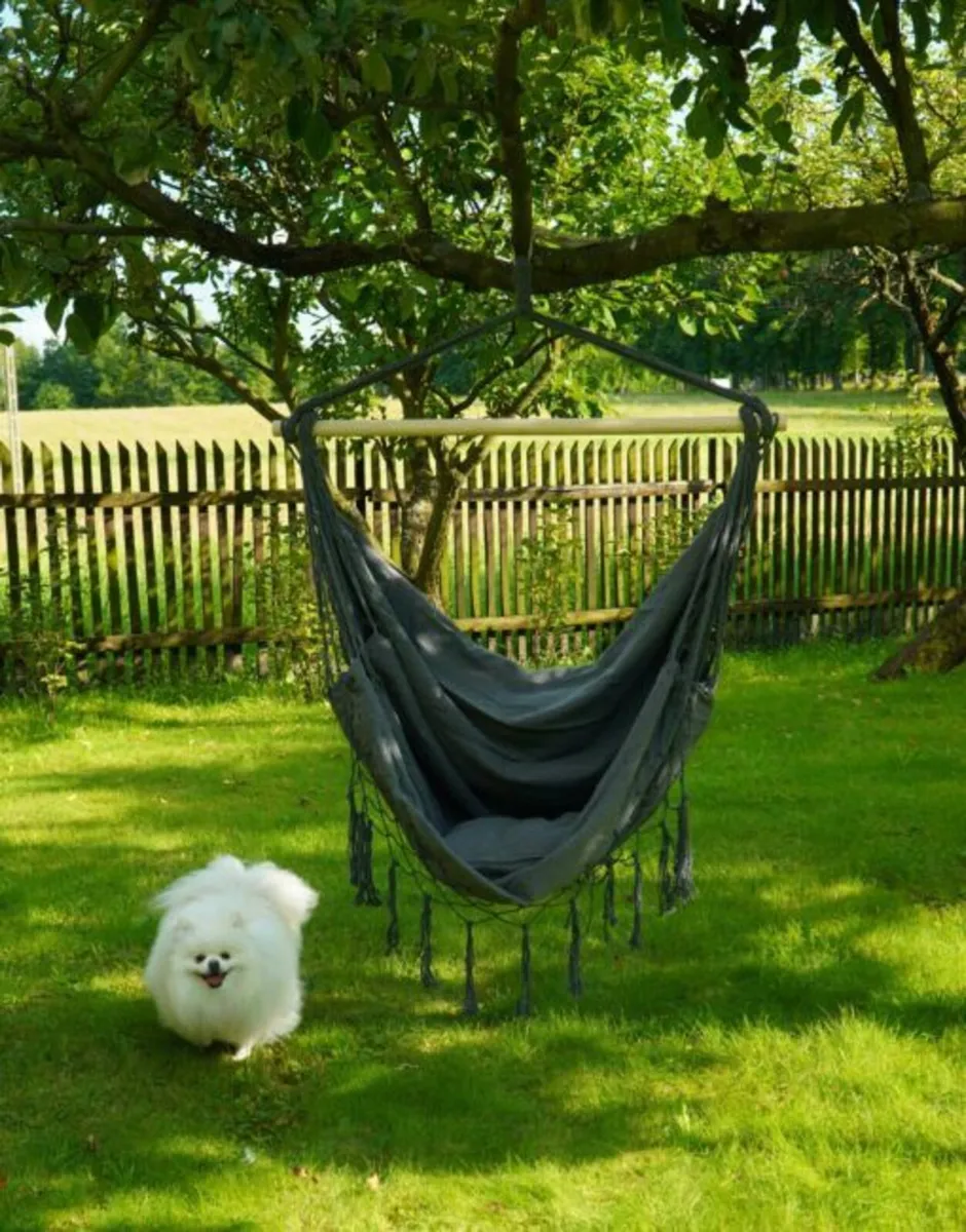 Brasilia Grey Boho Brazilian Hanging Chair - Image 2