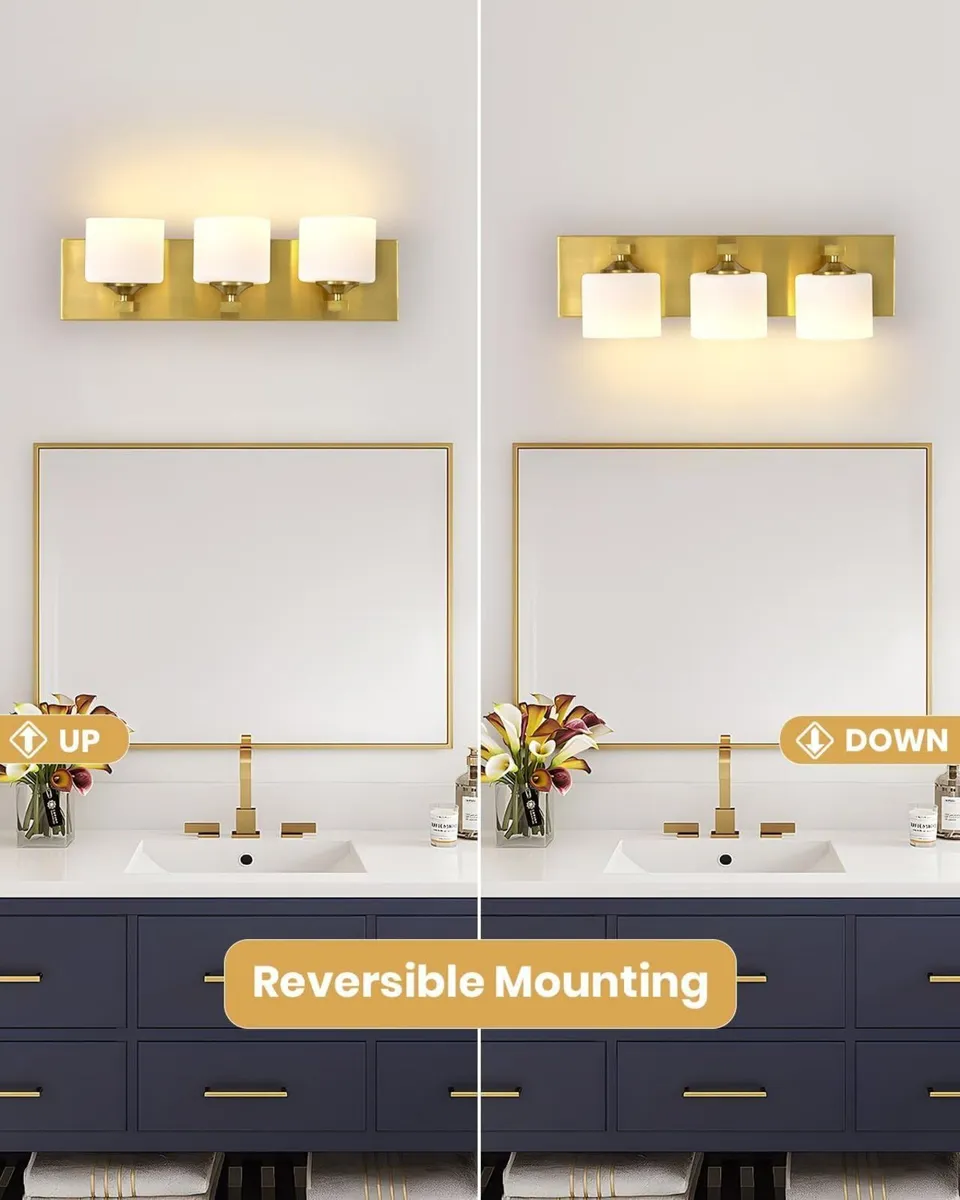 Bathroom Vanity Light 3-Light Matte Brass Fixture - Image 3