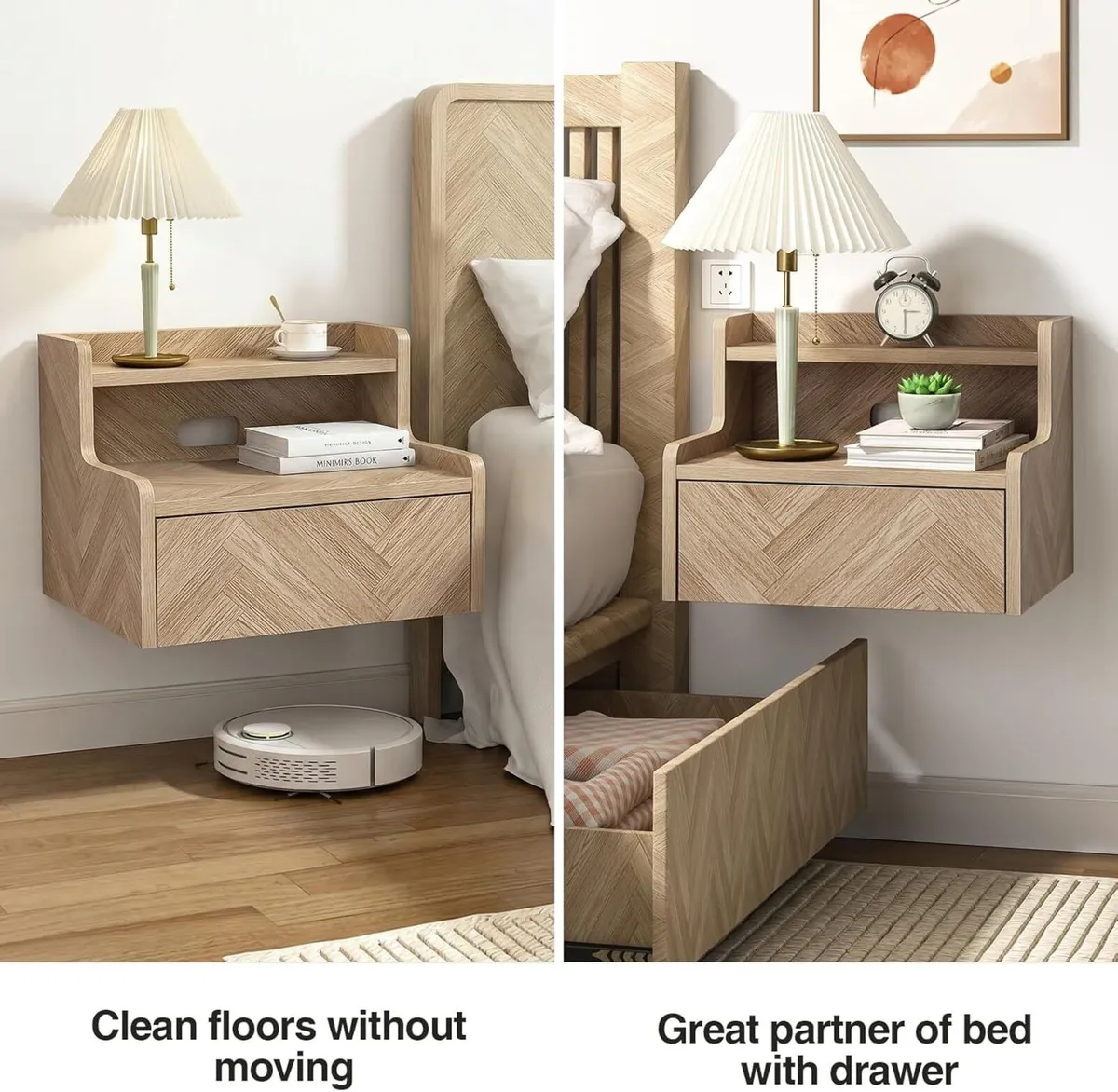 Floating Bedside Table Set of 2 Wall Mount - Image 4