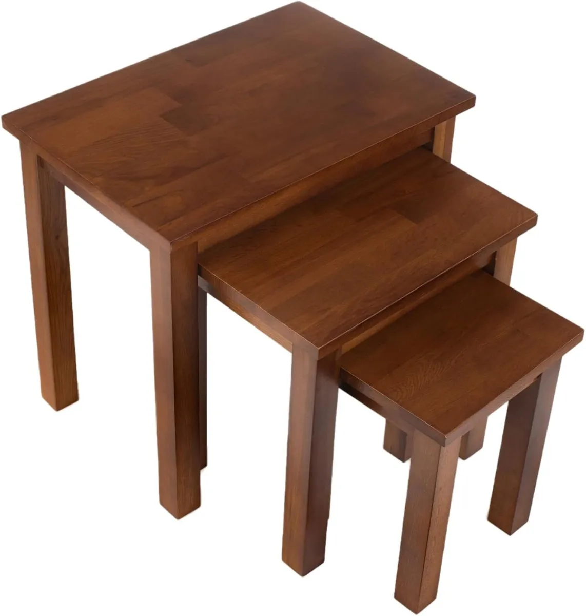 Oak 3 Nest of Tables in Light Solid Wooden Side - Image 4