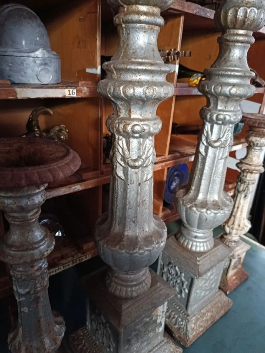 Large Romanesque Cast Iron Altar Column Candles - Image 2