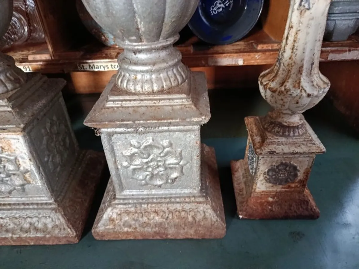 Large Romanesque Cast Iron Altar Column Candles - Image 3