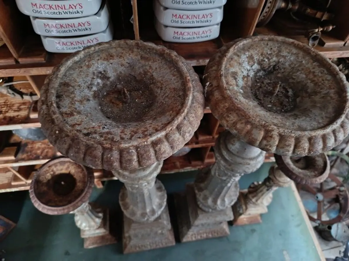Large Romanesque Cast Iron Altar Column Candles - Image 4