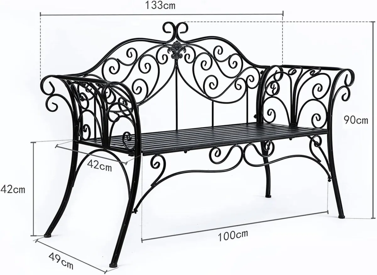 Metal Antique Garden Benches Clearance Outdoor - Image 3