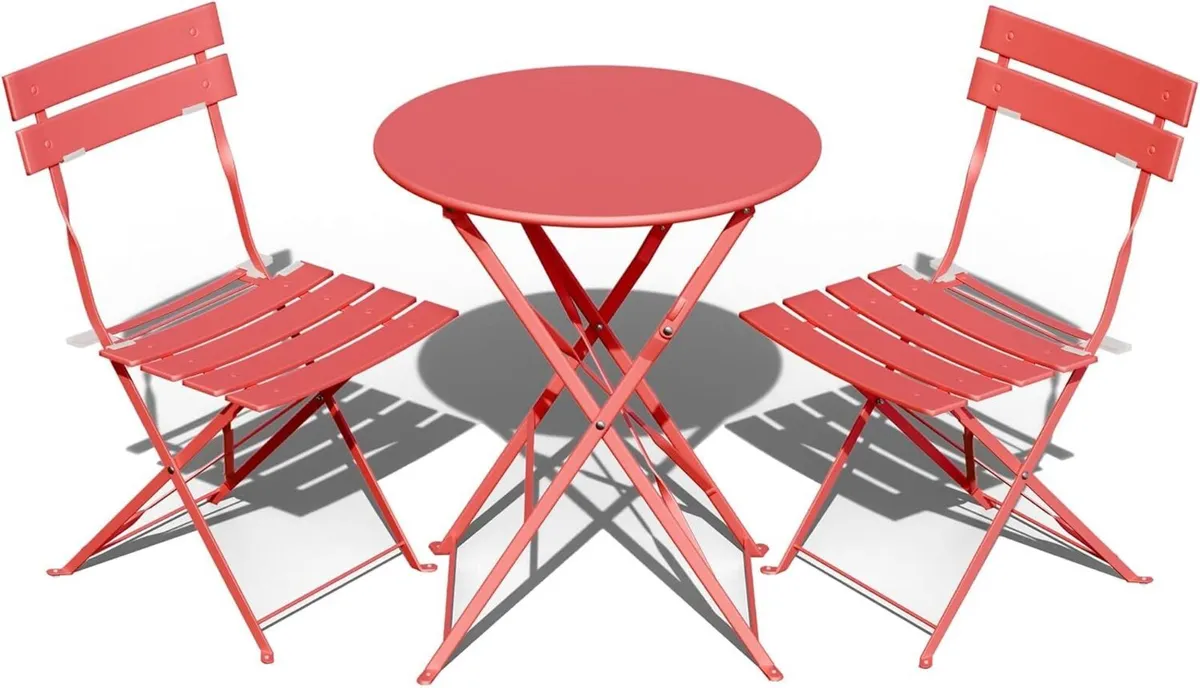 Folding Bistro Table and Chairs Set of 2 Balcony - Image 1