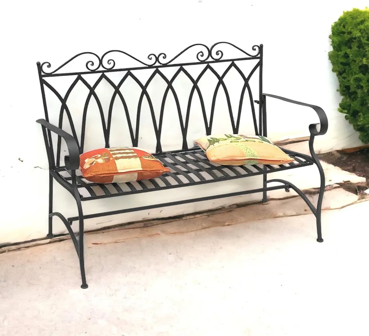 Garden Bench Metal 2 Seater Weatherproof Antique - Image 2
