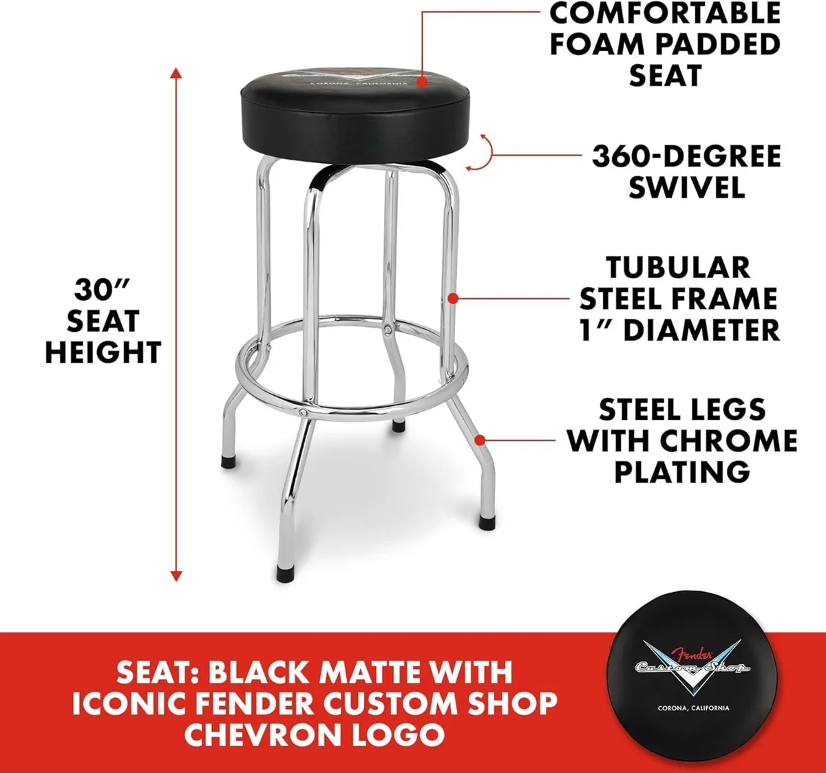 Custom Shop Chevron Logo Barstool 30 Inch Foam - Image 2