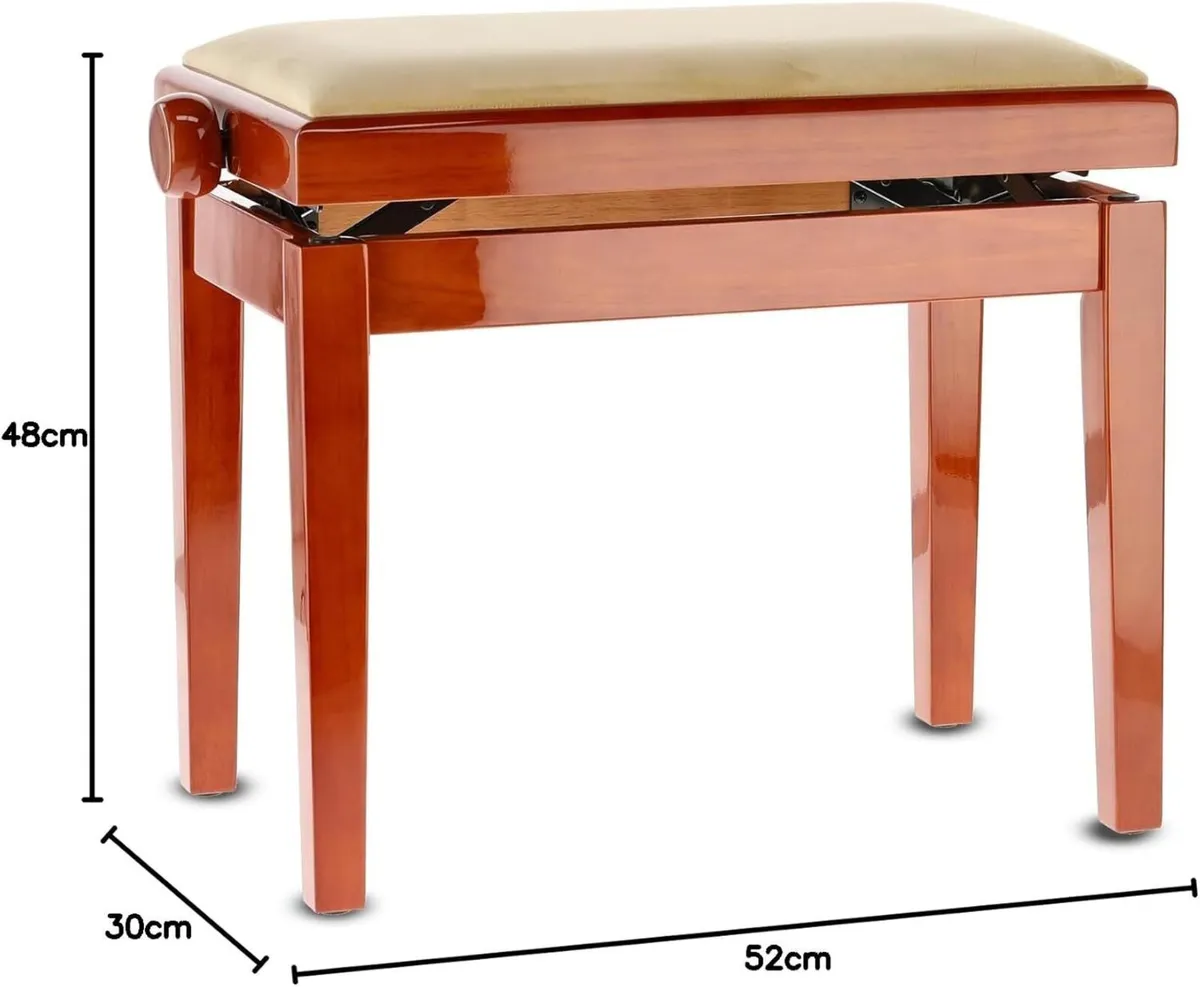 Piano Bench Deluxe Solid Wood Height Adjustable - Image 3