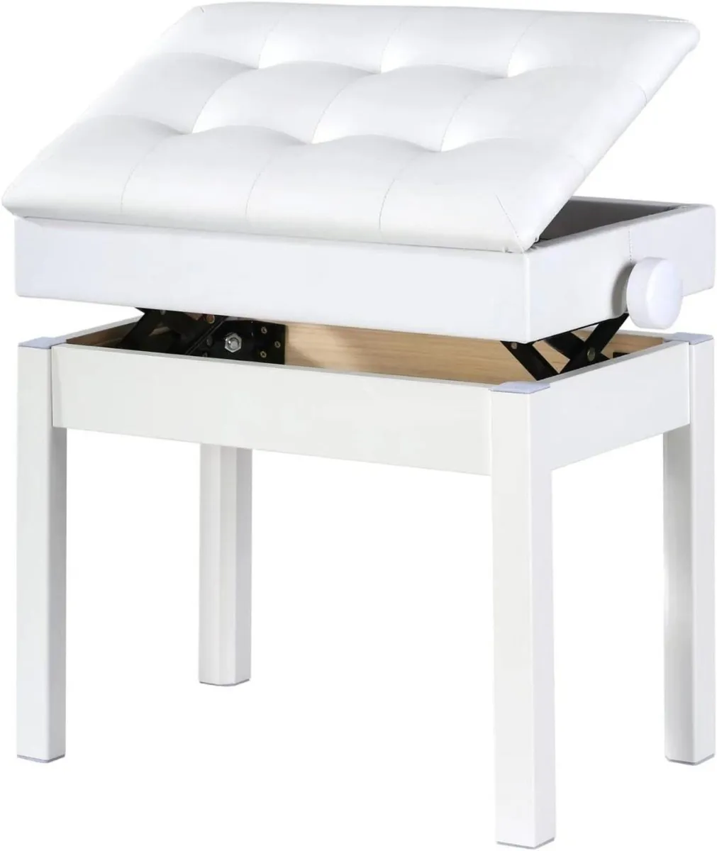 Piano Stool with Storage Adjustable Height Solid - Image 1