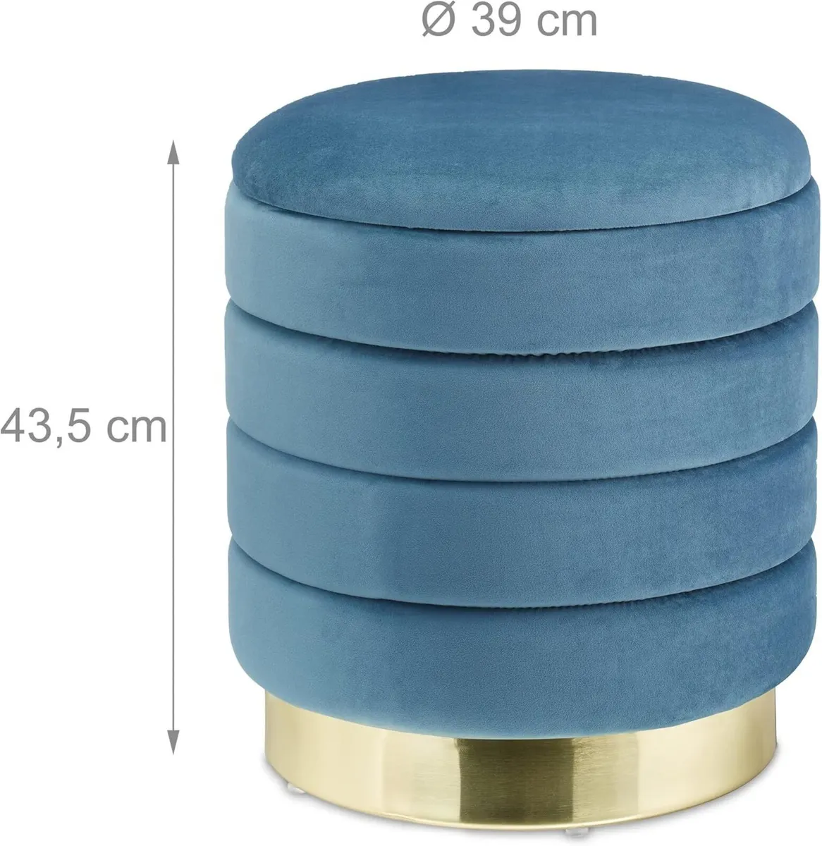 Velvet Ottoman with Storage Space Round Elegant - Image 3