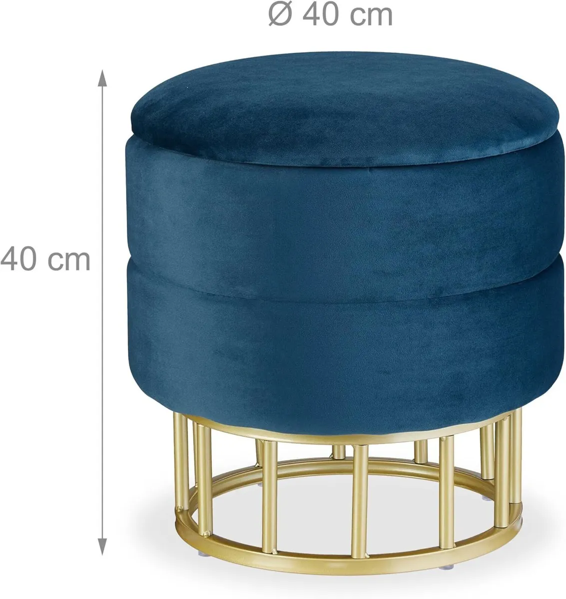 Velvet Storage Stool Round Upholstered Seat - Image 3
