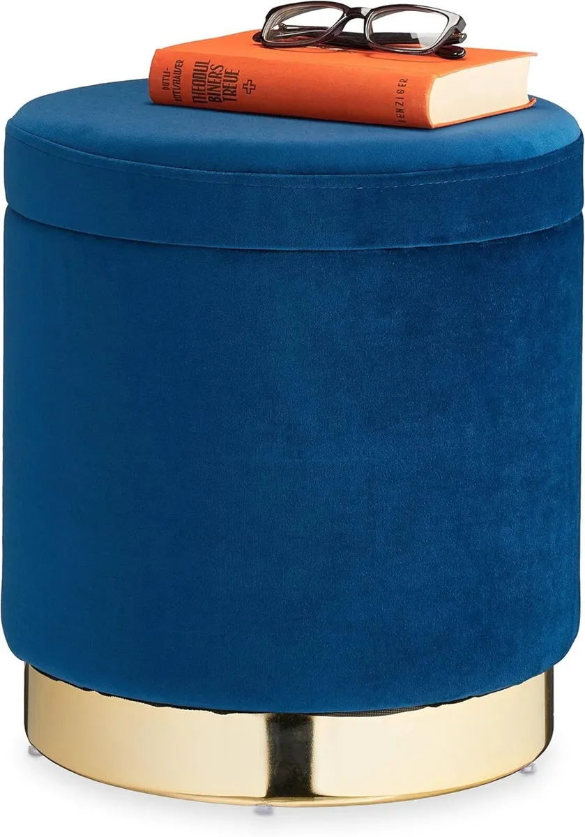 Storage Ottoman with Lid Cushioned Seat Stool - Image 1
