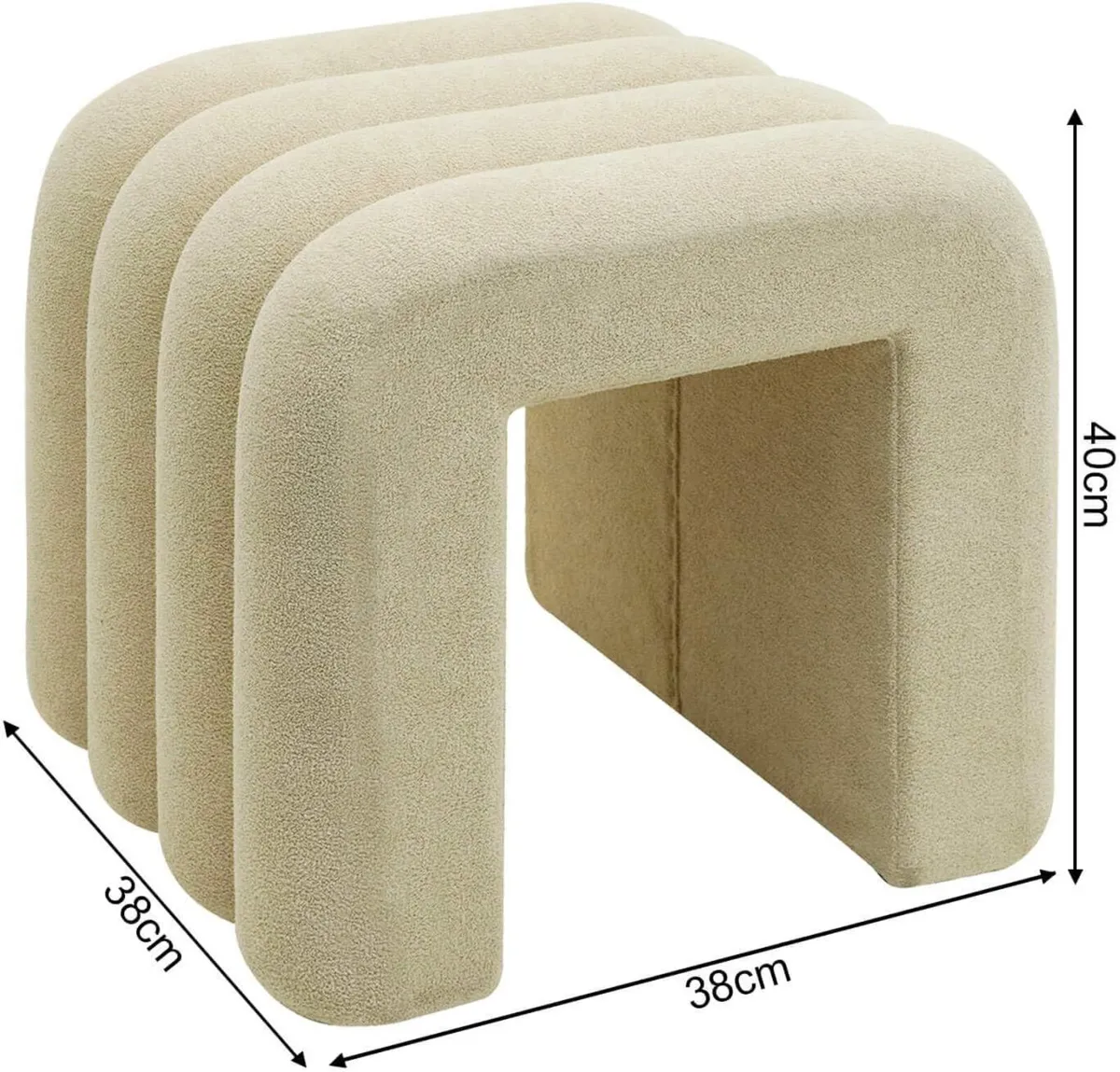 Set 2 Modern Poufs Low Footrests Beige Polyester - Image 2