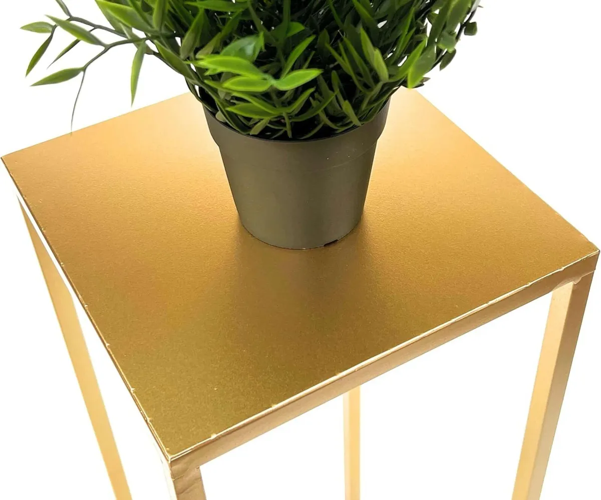 Flower Stool Metal Gold Square Stand Side Table - Image 4