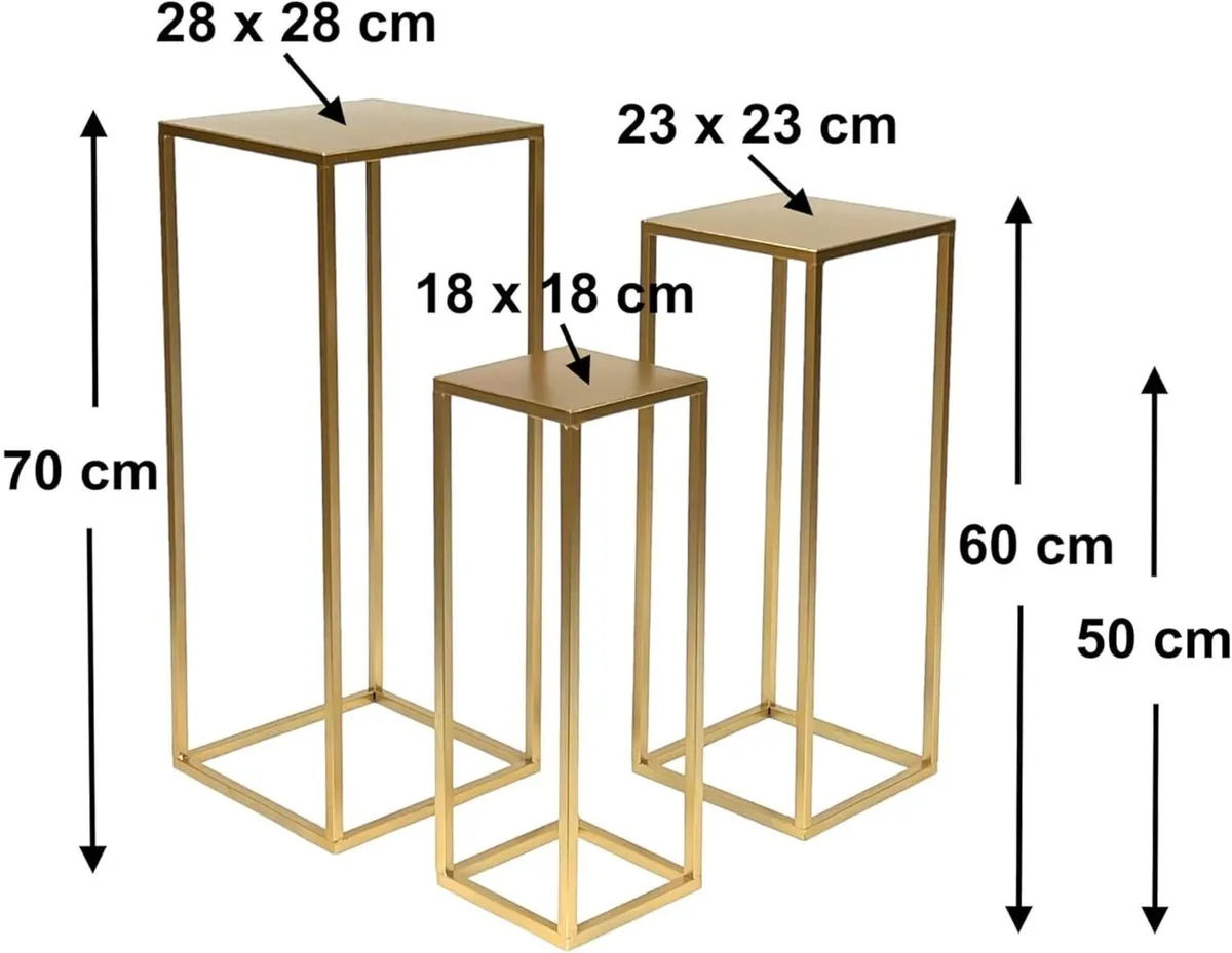 Flower Stool Metal Gold Square Stand Side Table - Image 3