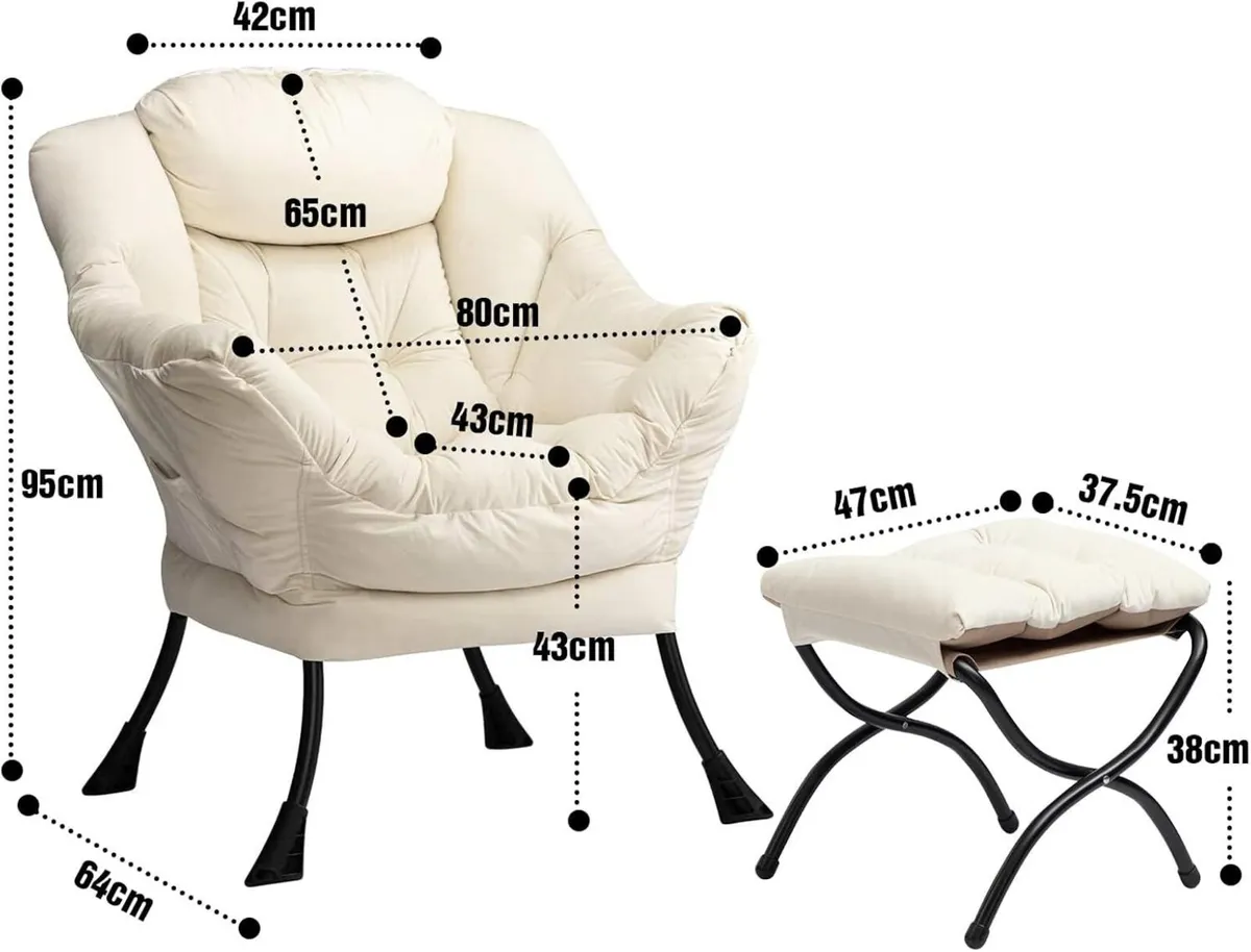 Armchair with Footstool Living Room Velvet - Image 3