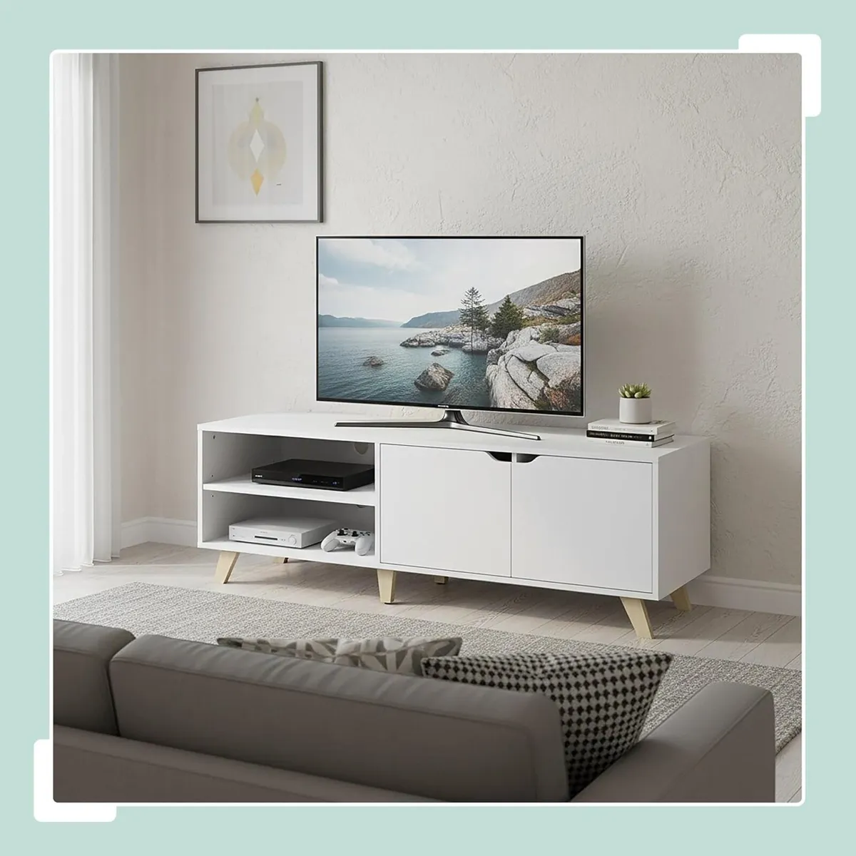 TV lowboard with 6 compartments cable management - Image 2