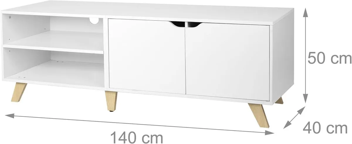 TV lowboard with 6 compartments cable management - Image 3