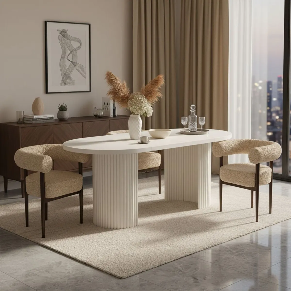 Puffy Dining Chair Modern Boucle Comfort - Image 4