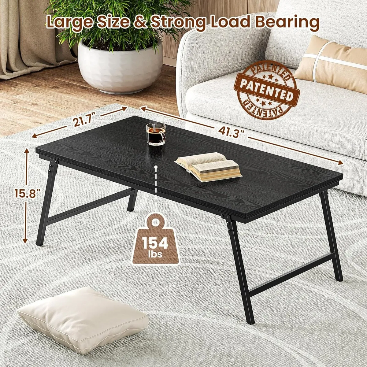 Folding Coffee Table for Living Room Portable Low - Image 2