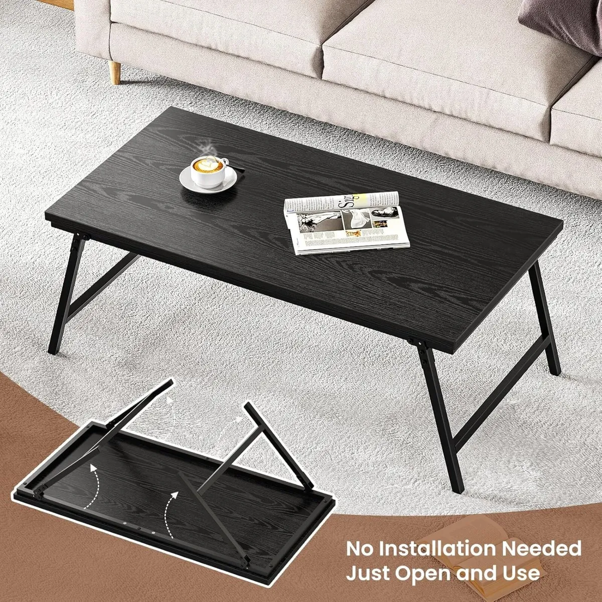 Folding Coffee Table for Living Room Portable Low - Image 4