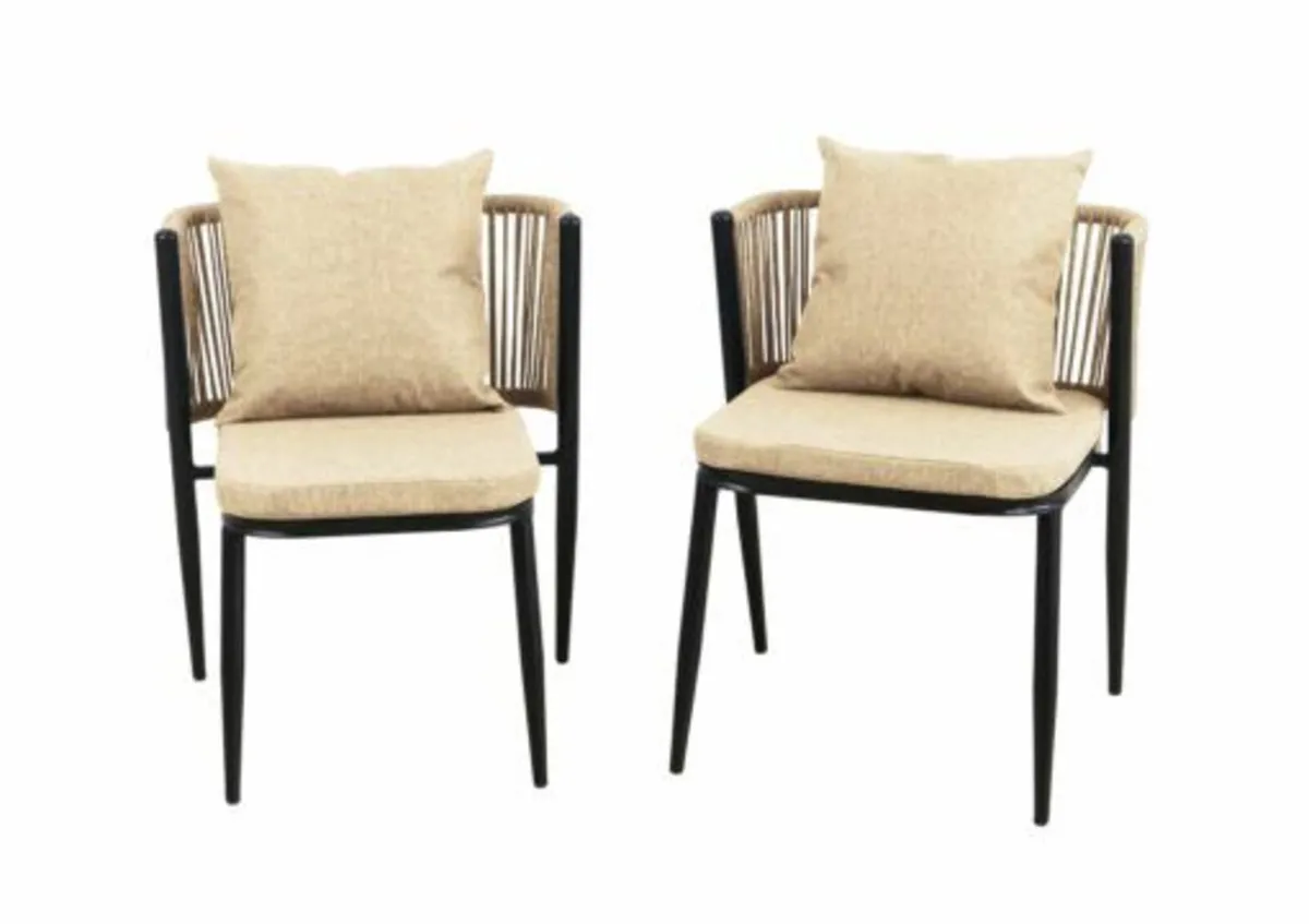 Korfu Coastal Patio Set Outdoor Table + 2 Chairs - Image 1