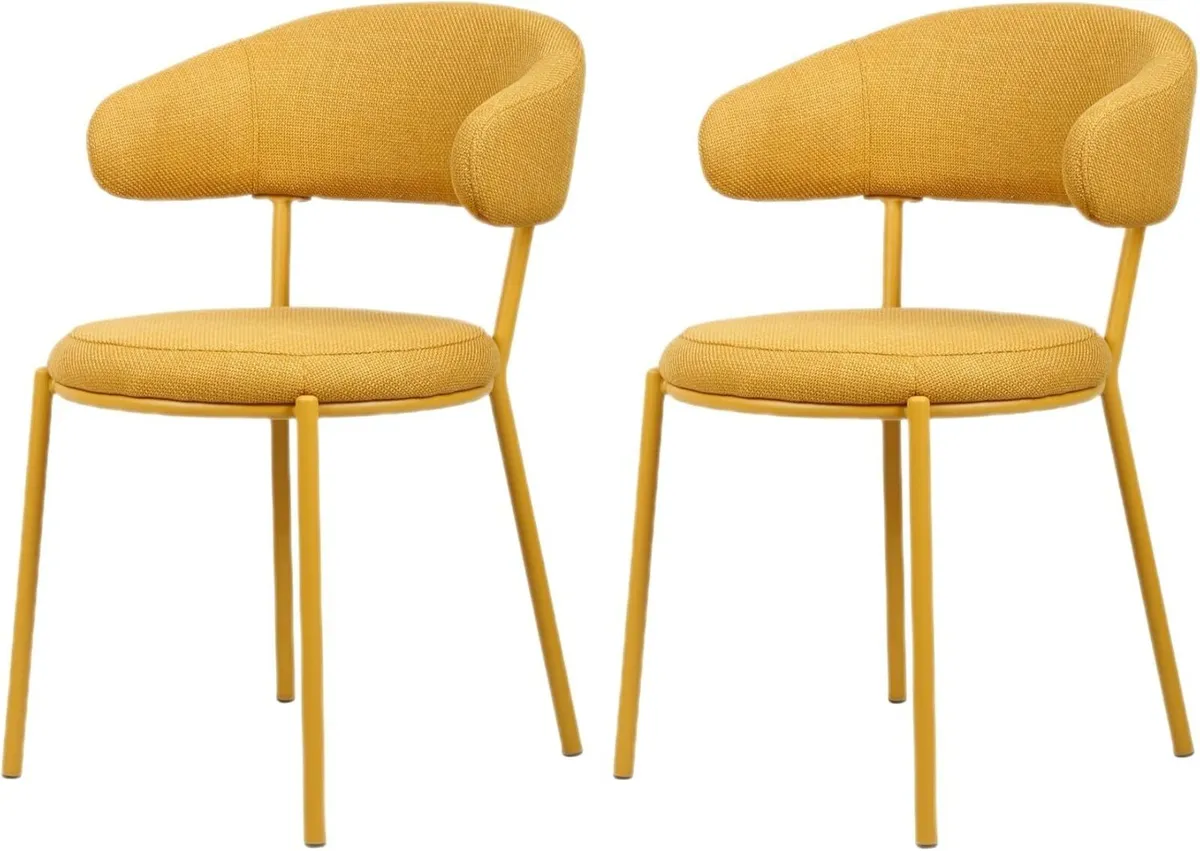 Set 2 Modern Chairs Kitchen Polyester Fabric - Image 1