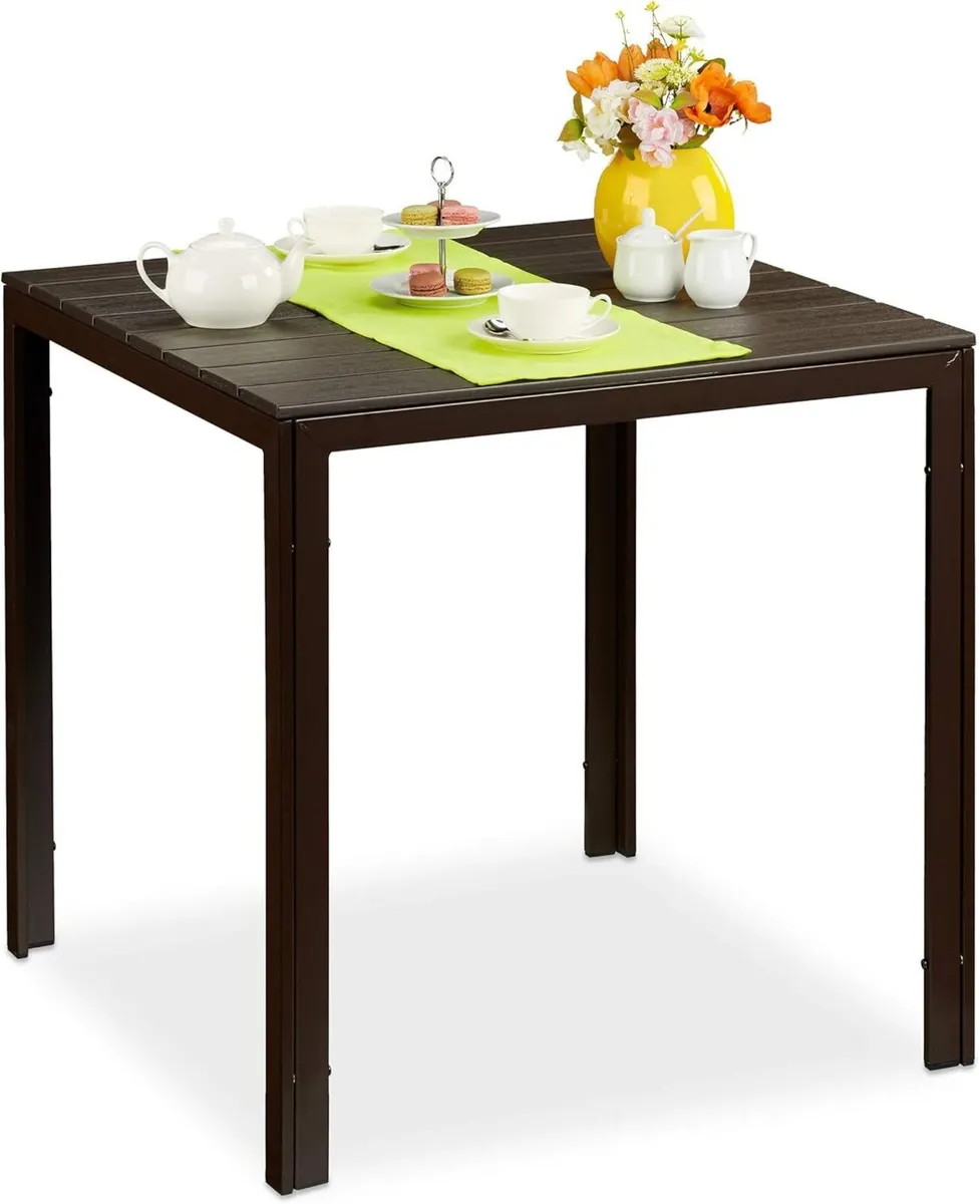 Garden Table Square Wood Effect Outdoors Patio - Image 1