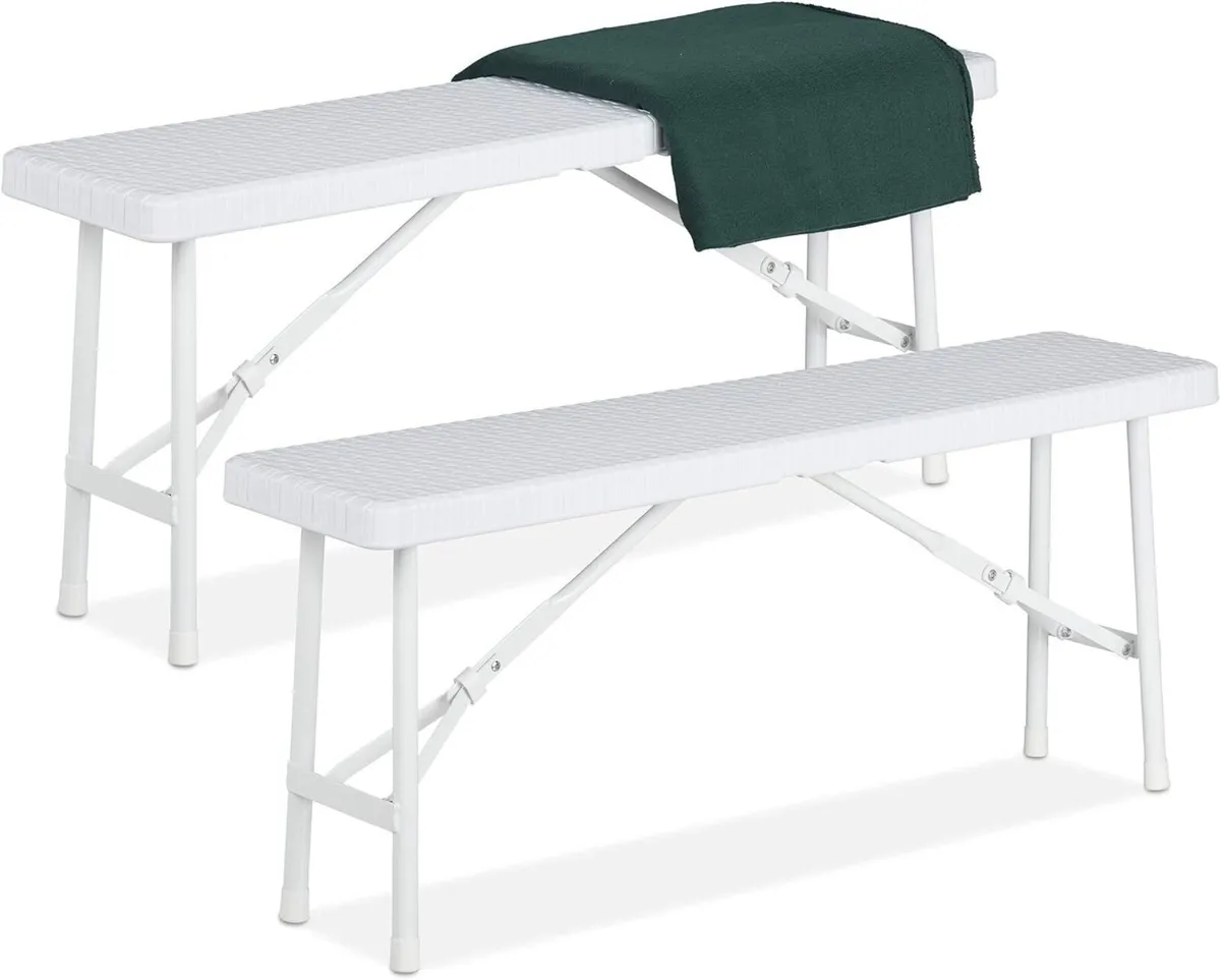 Set of 2 Picnic Benches Foldable for Pub Garden - Image 1