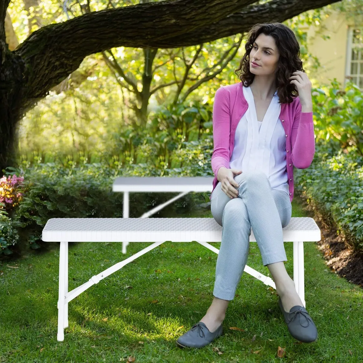 Set of 2 Picnic Benches Foldable for Pub Garden - Image 2