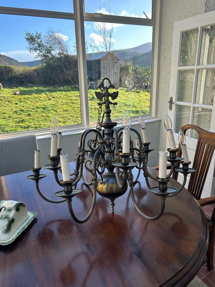 Antique Brass Chandelier - Image 1
