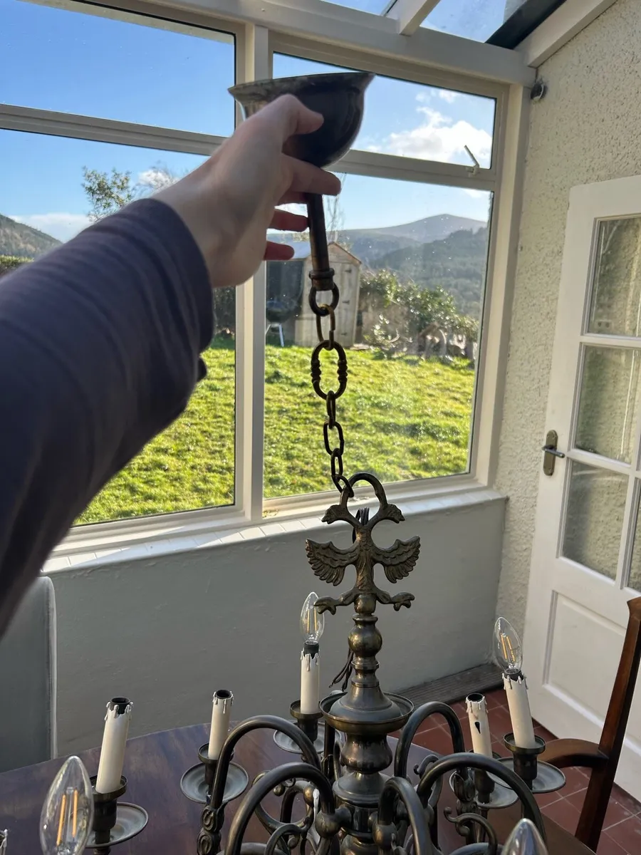 Antique Brass Chandelier - Image 2