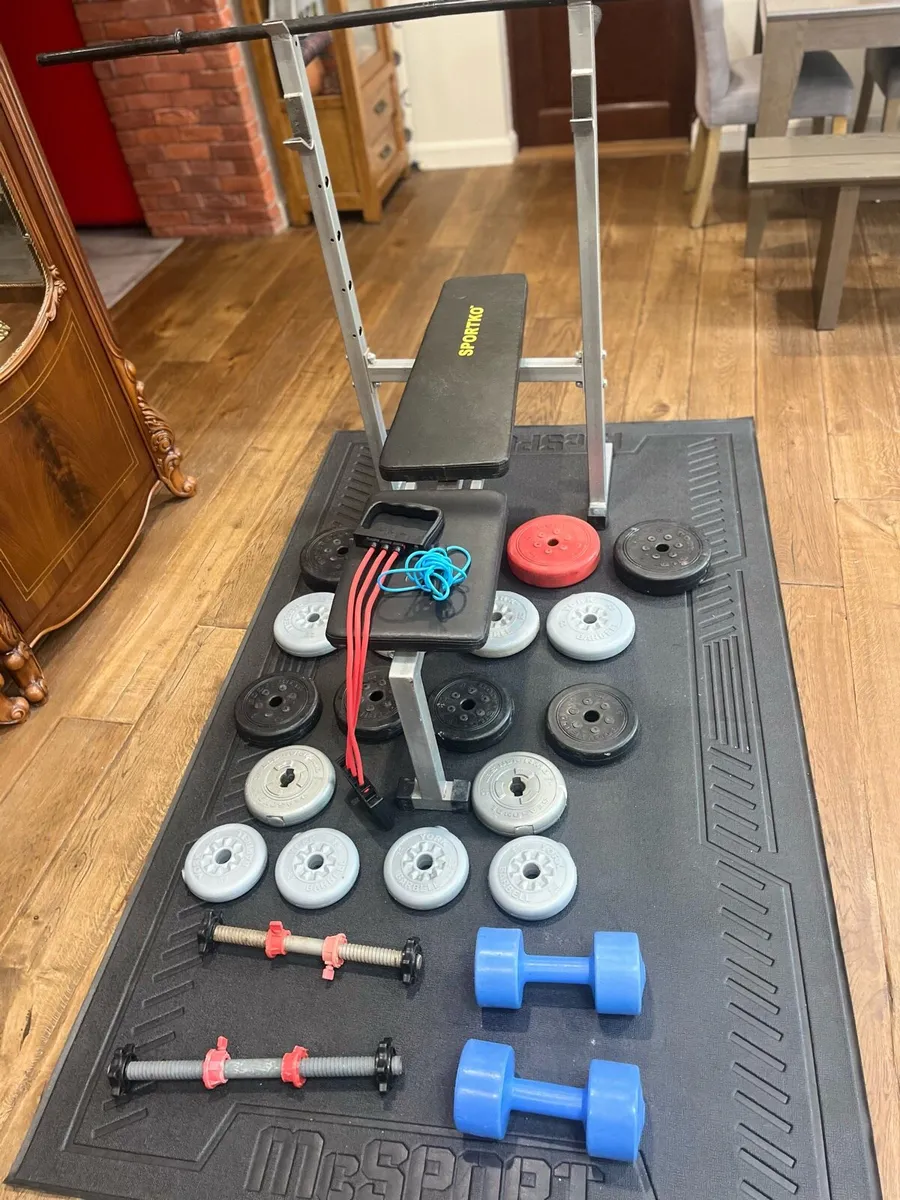 Bench barbell dumbbells and weights - Image 2