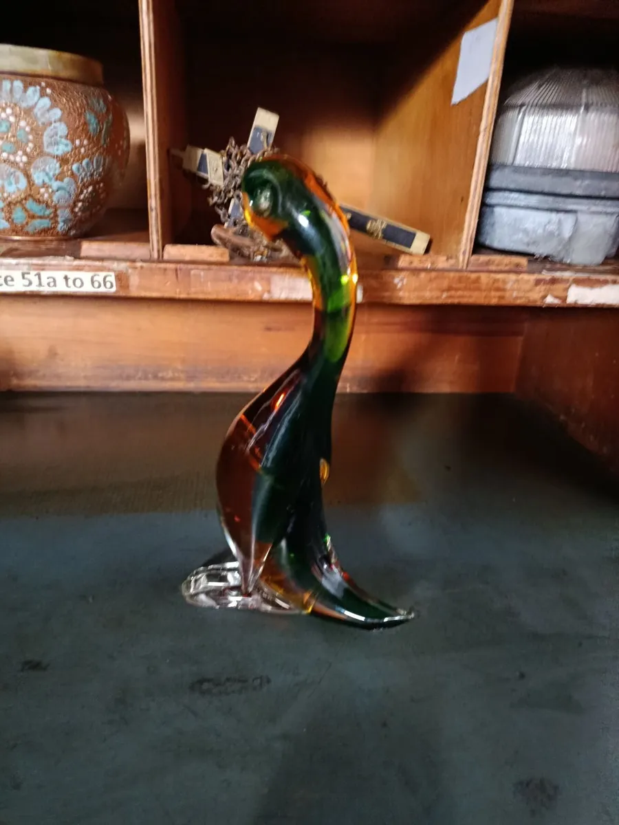 Vintage Coloured Glass Duck Figurine - Image 2