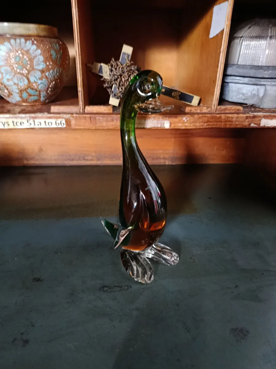 Vintage Coloured Glass Duck Figurine - Image 1