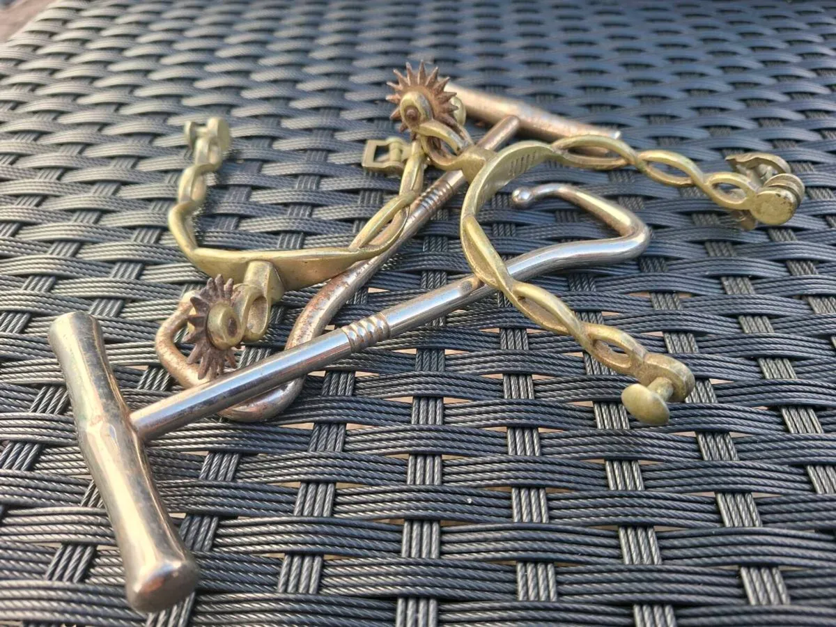 Antique pair of Brass Military Spurs w/ Boot Hooks - Image 2
