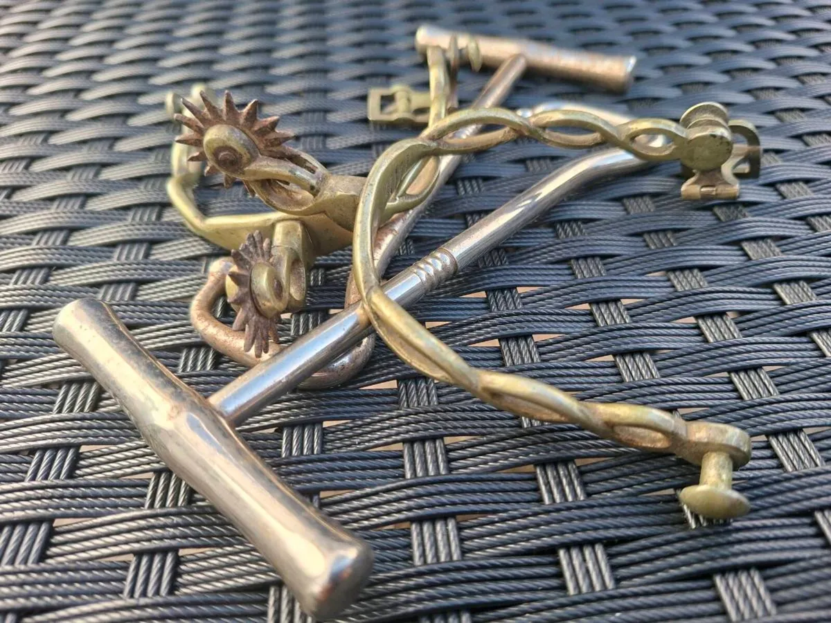 Antique pair of Brass Military Spurs w/ Boot Hooks - Image 3