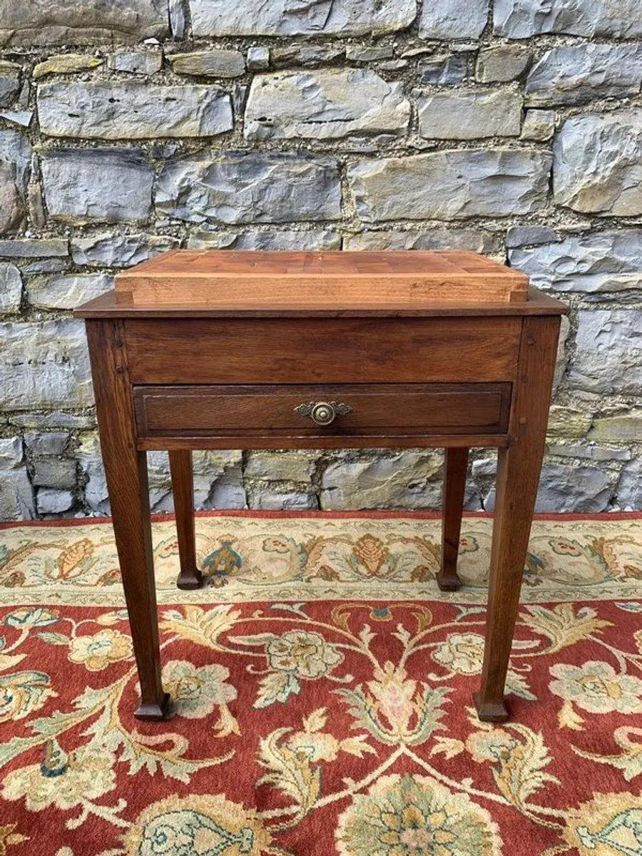 Early 20th Century Solid Oak Butchers Block Prep Table. - Image 1