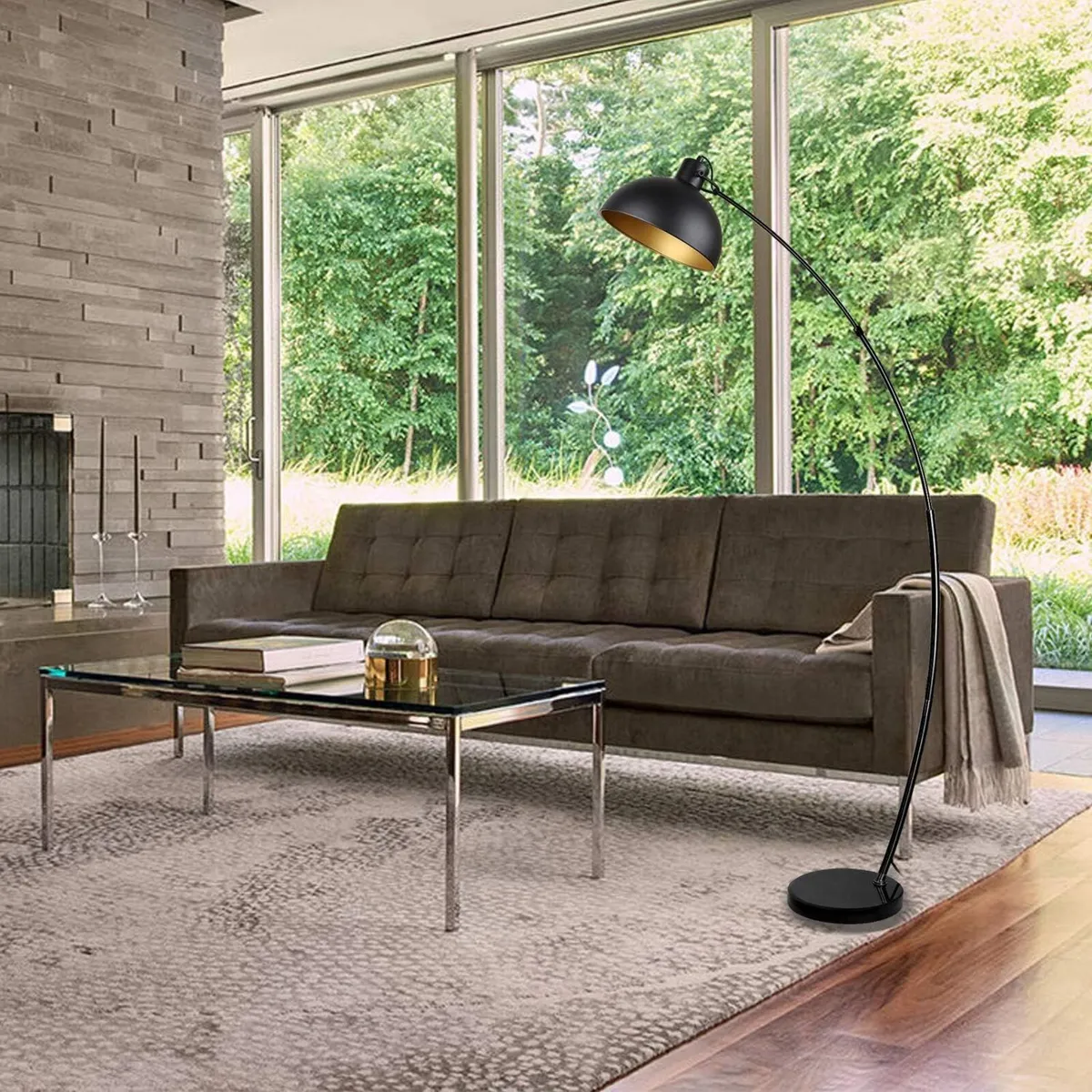 Floor lamp Vintage Arc Retro Lamps in Black-Golden - Image 4