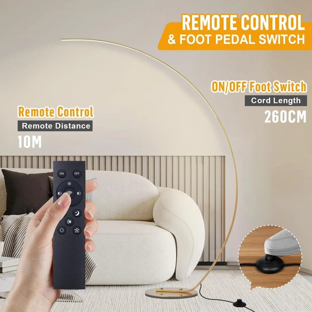 LED Arc Floor Lamp for Living Room 25W Dimmable - Image 3