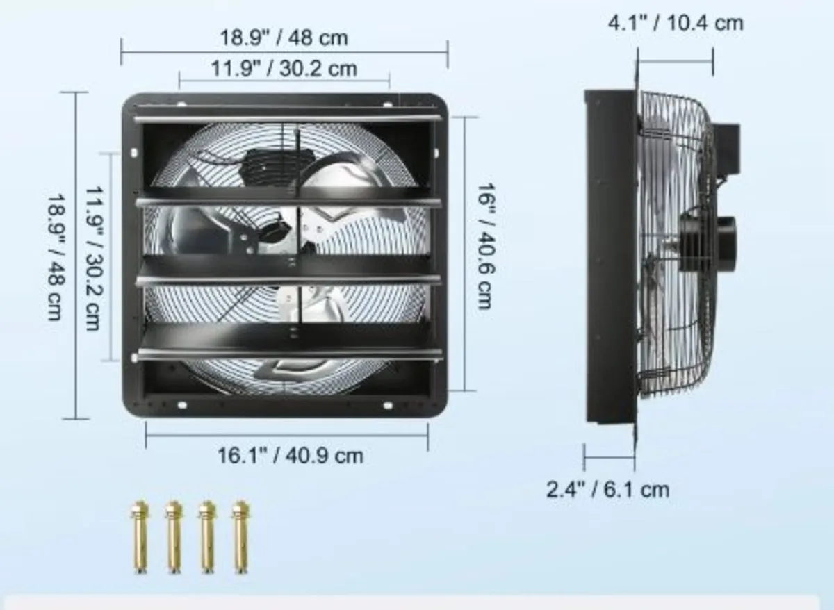 Shutter Exhaust Fan, 406 mm with Temperature - Image 4