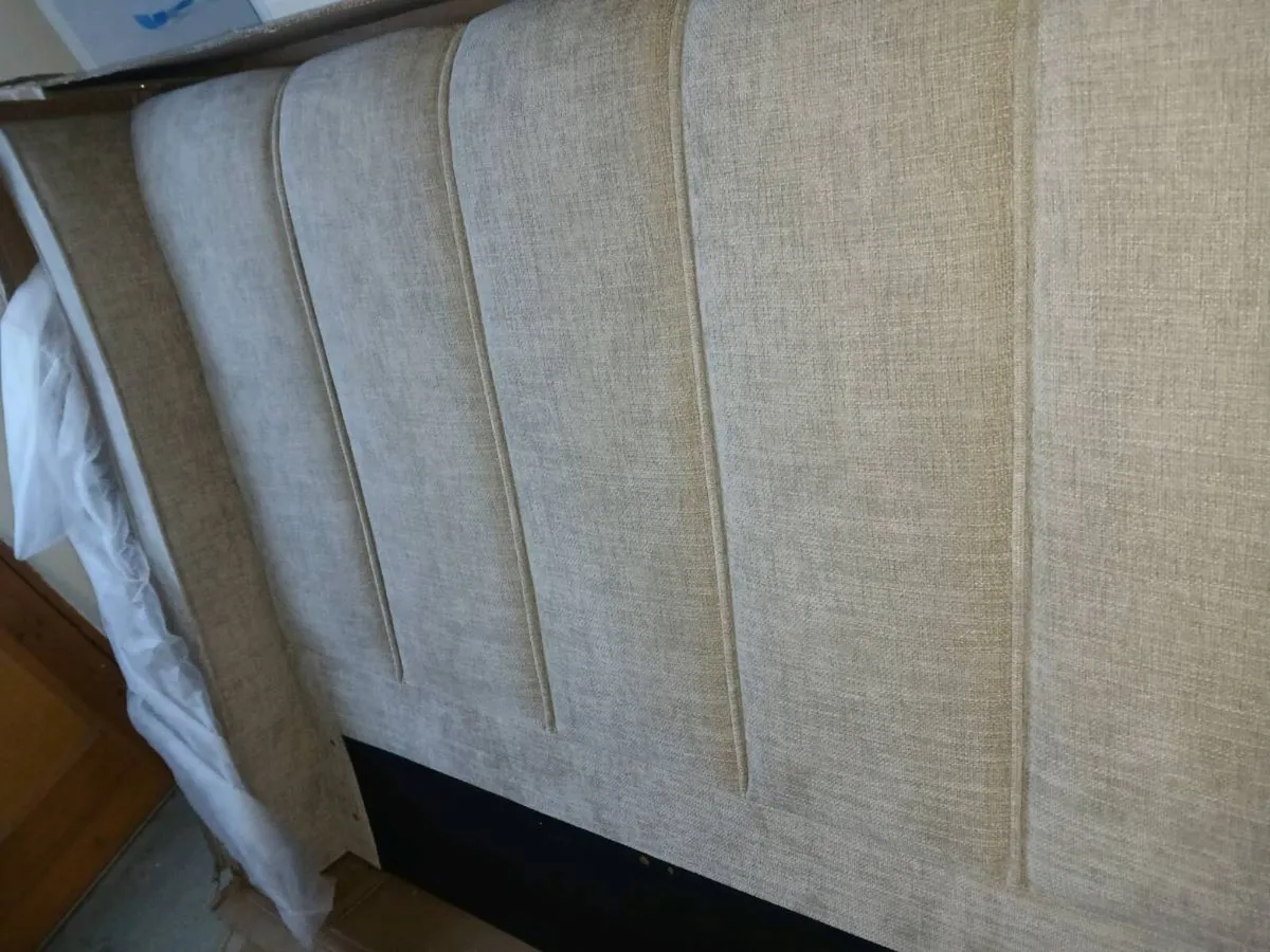 Premium Cloudy Taupe Upholstered Double Headboard - Image 2