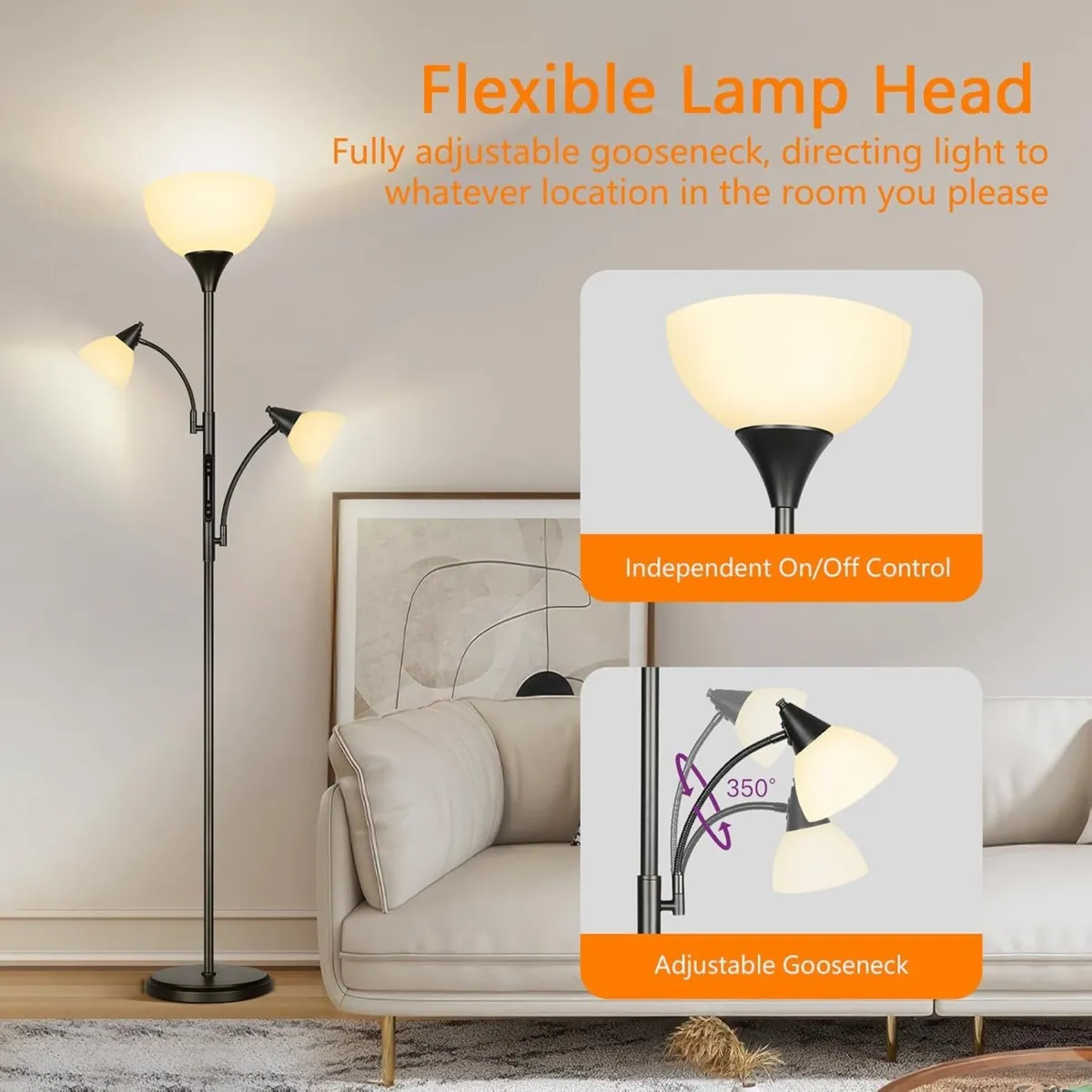 3 Light Tree Floor Lamp with App Control Remote - Image 4