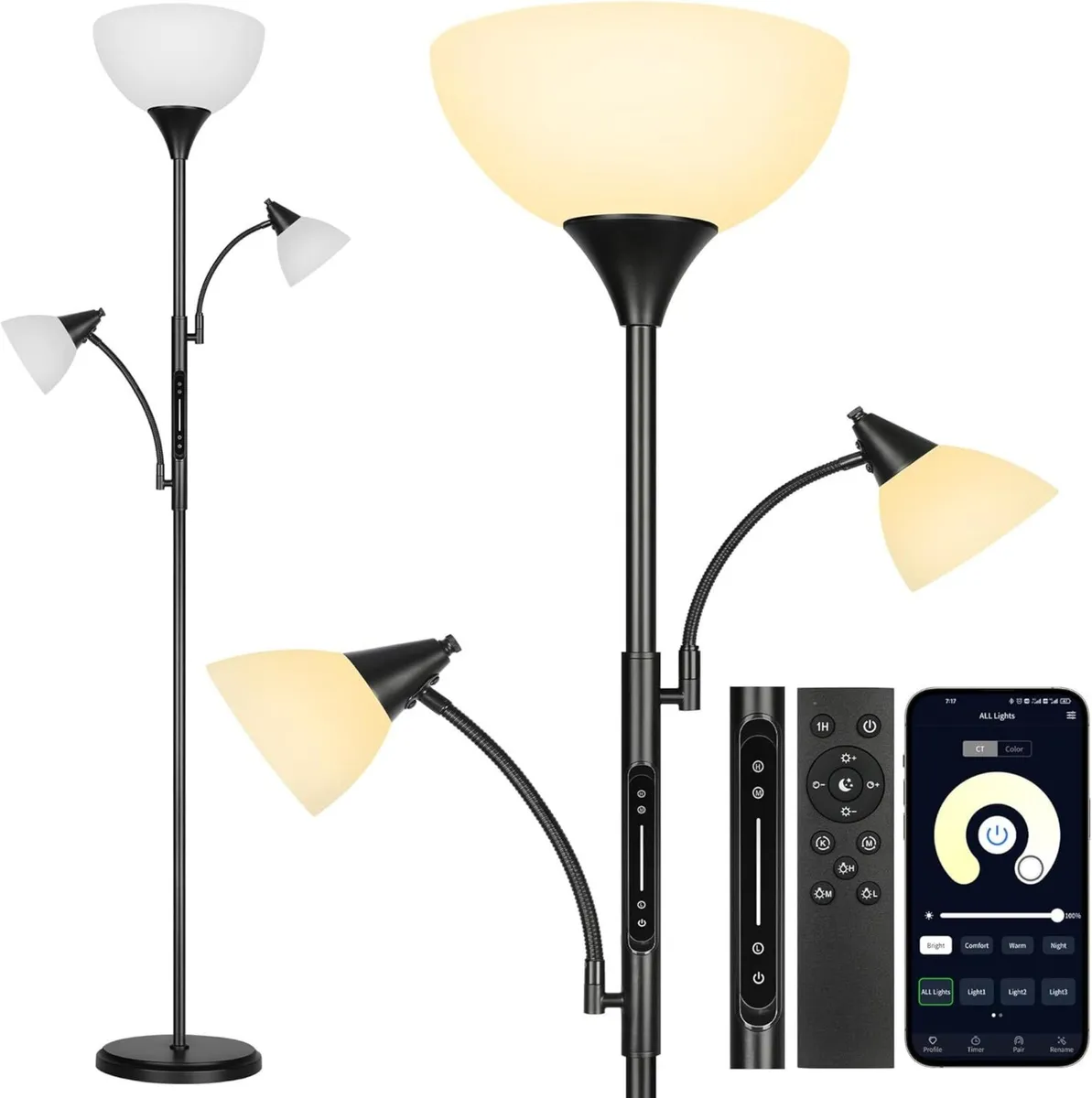 3 Light Tree Floor Lamp with App Control Remote - Image 1