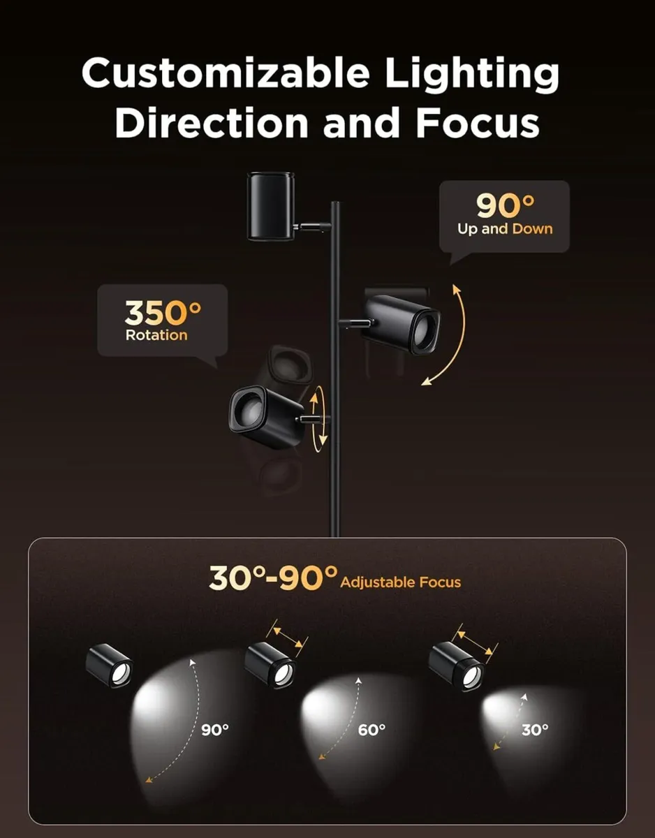 Tree LED Floor Lamp RGBWW 3-Head Focus Adjustable - Image 3