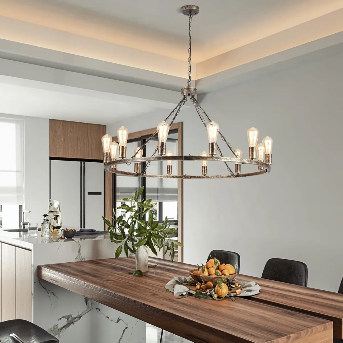 Wagon Wheel Chandelier 12 Lights Vintage Chandelie - Image 2