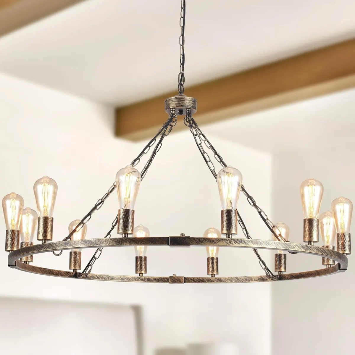 Wagon Wheel Chandelier 12 Lights Vintage Chandelie - Image 1