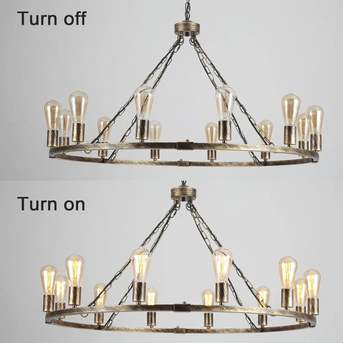 Wagon Wheel Chandelier 12 Lights Vintage Chandelie - Image 4